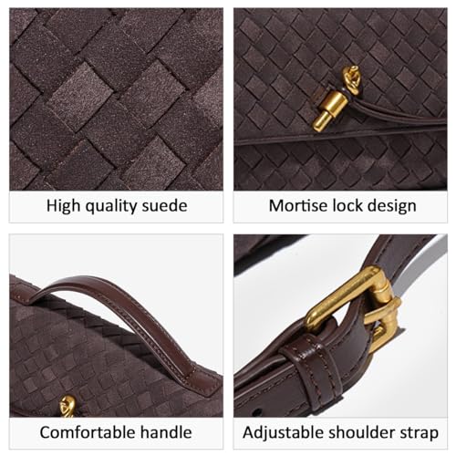Image of JYG Suede Woven Handbag for Women Trendy Evening Shoulder Bag Casual Clutch Purse Crossbody Satchel with Metal Buckle 2026