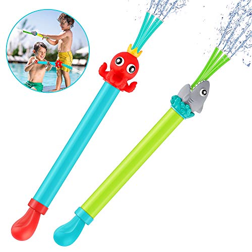 Growsland Water Blasters for Kids and Toddlers, 2 Pack Water Squirters Soaker Gun Shooters with Wiggle Tubes, Pool Toys for Kids 3-10, Water Guns for for kids ages 4-8, Outdoor Water Squirt Guns for Toddlers - Shoot Up to 30 ft