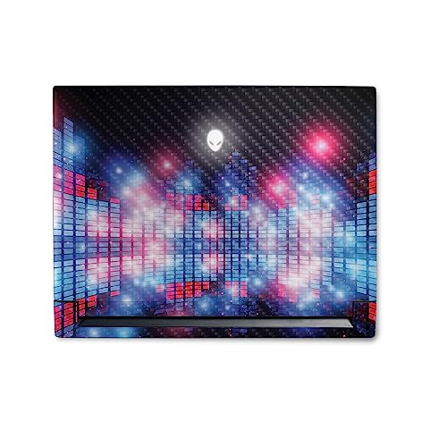 Image of MightySkins Carbon Fiber Skin Compatible with Alienware M18 R1 (2023) Full Wrap Kit - Neon Eq | Protective, Durable Textured Carbon Fiber Finish | Easy to Apply & Change Styles | Made in The USA