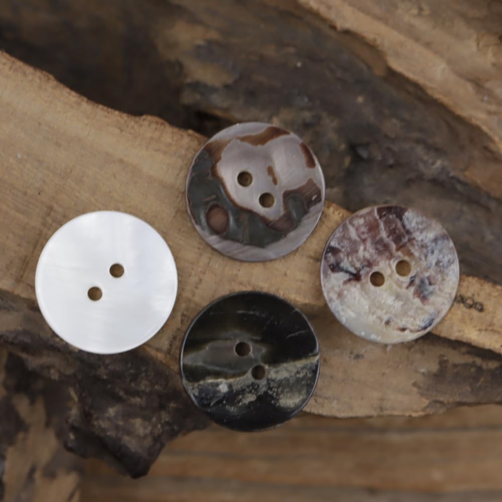 Zestaw 20 naturalnych gałek z masy perłowej 10-20 mm, 2 otwory, okrągłe, do rękodzieła, garnituru, swetra, kardiganu, swetra, DIY