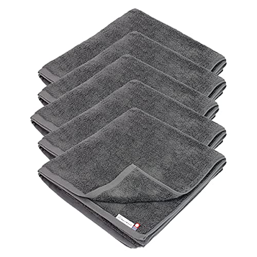 ハートウエル 今治タオル もこもこ365 バスタオル タオル 無地 シンプル カラータオル 今治 日本製 5枚セット グレー