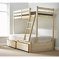 STRICTLY BEDS&BUNKS Duchess Three Sleeper Bunk Bed with Underbed Storage, 4ft 6 Double
