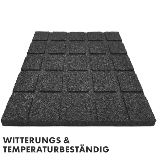 Floordirekt Universelle Schutzmatte, Fallschutzmatte - 50 x 50 x 2,5 cm, Schwarz - wetterfeste Bodenschutzmatte, Gummimatte mit Drainage