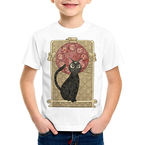 style3 Luna T-Shirt pour Enfants Moon Pierre de Lune Japon Sailor Chat, Taille:128