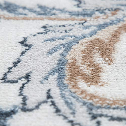 Paco Home Teppich Wohnzimmer Kurzflor Orientalisches Muster Ornamente Modern Beige Blau, Grösse:160x220 cm – Bild 7
