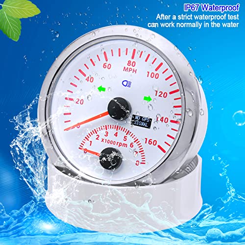 Image of ARTILAURA GPS Speedometer 0-160MPH with Tachometer 8000 RPM Gauge 85mm 3-3 /8 inch Boat GPS Speedometer Gauge with Antenna for Car Marine (White)