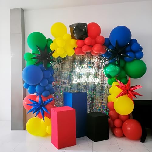 Image of HILAVO Red Yellow Blue Balloons Light Baby Royal Metallic Blue Red Yellow Primary Balloons with Colorful Confetti Latex Balloon for Carnival Circus Baby Shower Birthday Party Decor