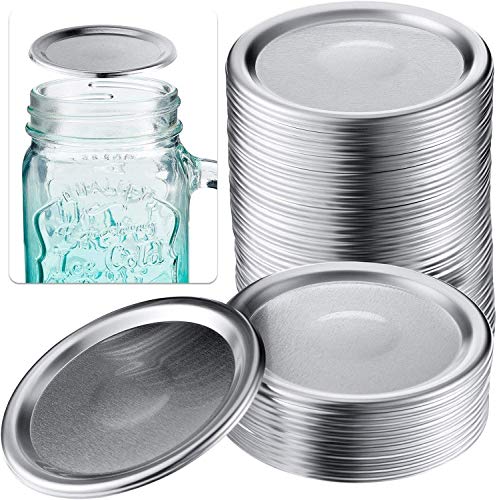 24 PCS Wide Mouth Mason Jar Lids Leaf Proof Split-Type Canning Jar Caps with Silicone Seal Rings (Silver 86mm)