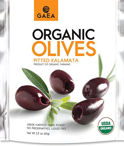 Gaea Organic Snack Pack Pitted Kalamata Olives with Sea Salt and Vinegar - 2.3 oz (Pack of 8) …