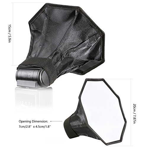 Waka Flash Diffuser Light Softbox, [2 Pack] Speedlight Softbox Collapsible With Storage Pouch - 8" Octagon Softbox + 8"X6" For Canon, Yongnuo And Nikon Speedlight #TOP3