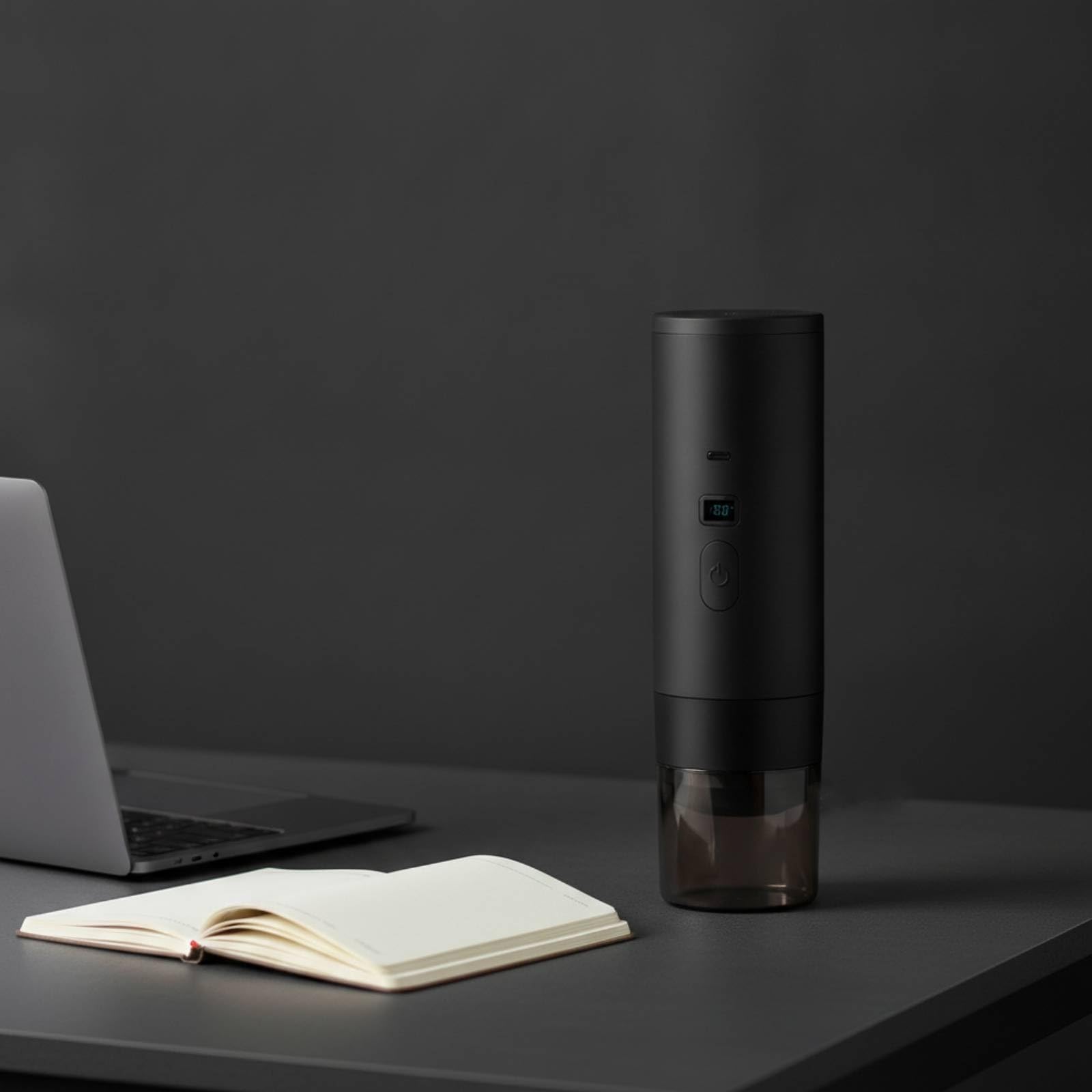 Portátil Compacta Máquina Portátil Doble Función con Café Molido para Campistas, Camping, Gris Plateado