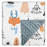 Baby Blanket for Boys Girls (Fox Printed, 30'x40') with Double Layer Dotted Backing Soft Plush Minky Blanket for Toddlers Newborn