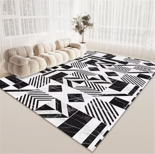 Tapis design noir 300x400cm géométrique doux haut de gamme - 2