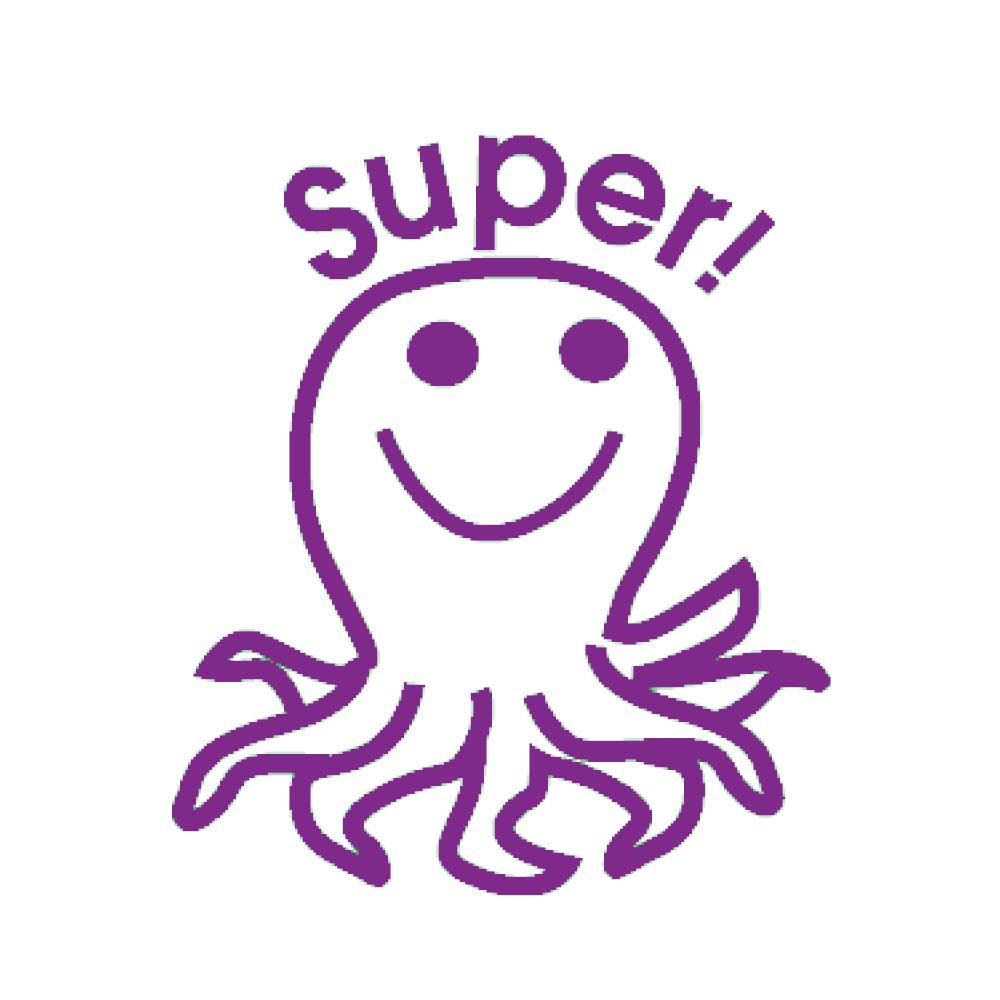 SuperStickers 'Super' Octopus Pre Inked Stamper for Marking in Purple Ink.