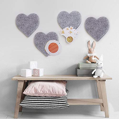 Felt Cork Board Tiles, Set of Wall Bulletin Board Heart Hexagon Pin Board w/Self Adhesive to Keep Photos Memos Display Board Pads Pictures Drawing Goals Notes Colorful Foam Wall Decorative