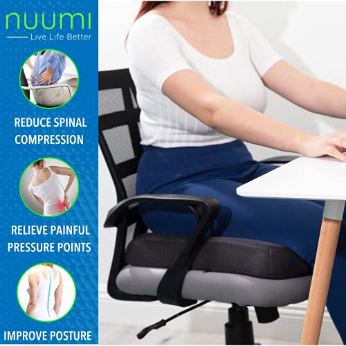 Nuumi Extra Large Memory Foam Seat Cushion With Lint Roller For Easy Care, Washable Covers & Carry Handle - Comfort Cushion For Office, Car & Wheelchair - Improves Posture & Circulation #TOP4