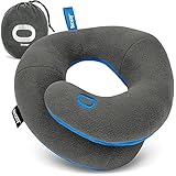 BCOZZY Chin Supporting Travel Pillow- Unique Patented Design Offers 3 Ergonomic Ways to Support The Head, Neck, and Chin When Traveling and at Home. Fully Washable. Large, Gray