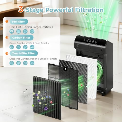 Image of 5510 5520 Replacement Filter for Winix 5510 5520 Plasmawave Air Purifier | 2 x HEPA + 2 x Activated Carbon Combo for Dust Pollen Pet Smoke, Part# 1712-0123-00
