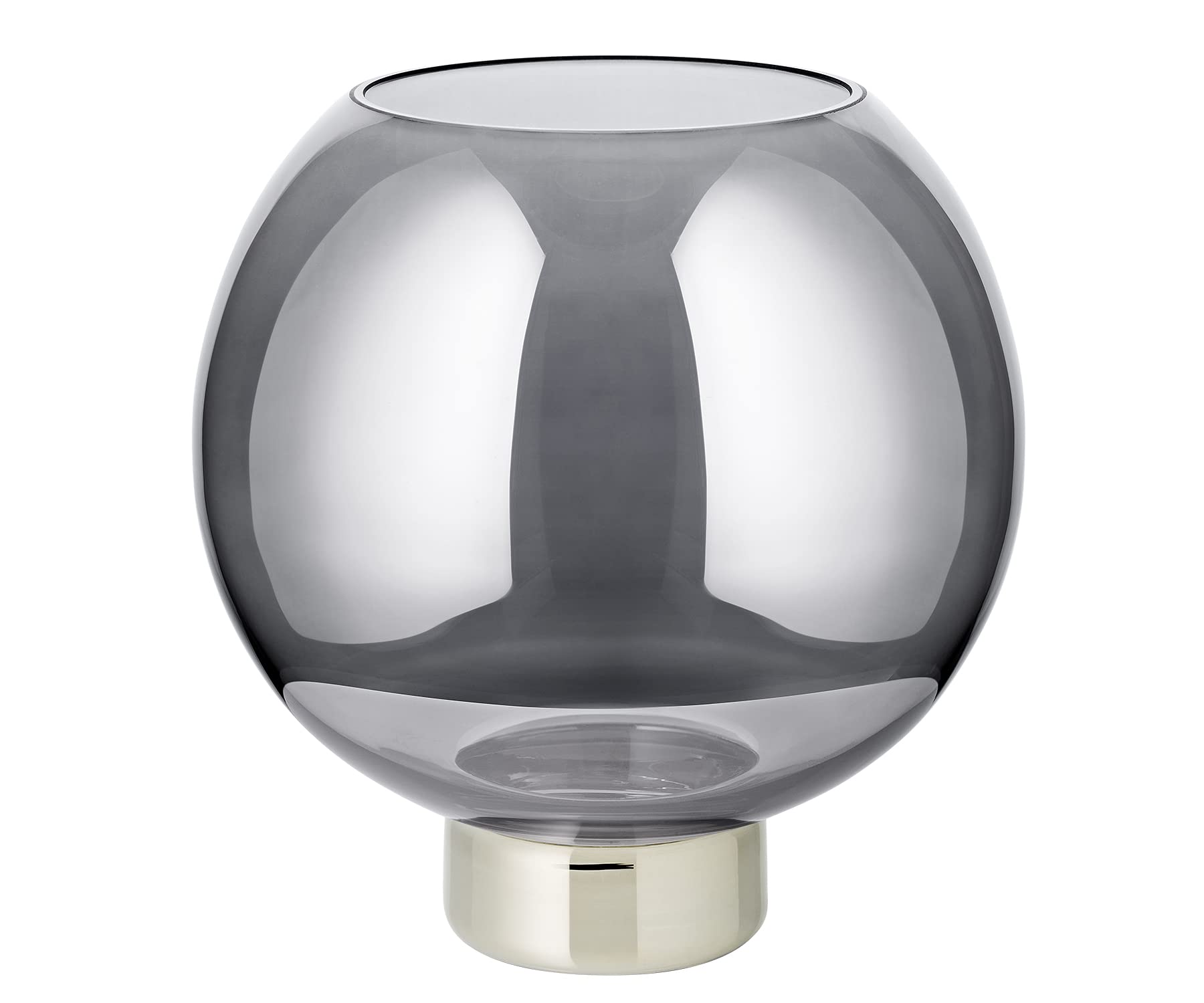 EDZARD Photophore Jack (H 21 cm, Ø 19,5 cm), sphérique, Cristal foncé avec Bord Platine, bougeoir pour Bougie Ronde