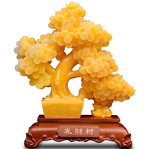 QQYDZSW Statua d'Arte Decorazione del Desktop Figurina Ornamento di Buddha Decorazione Tradizionale Cinese Feng Shui Fortuna Ricchezza Prosperità Statua Decorativa Albero Ricco Ornamenti Feng Shui