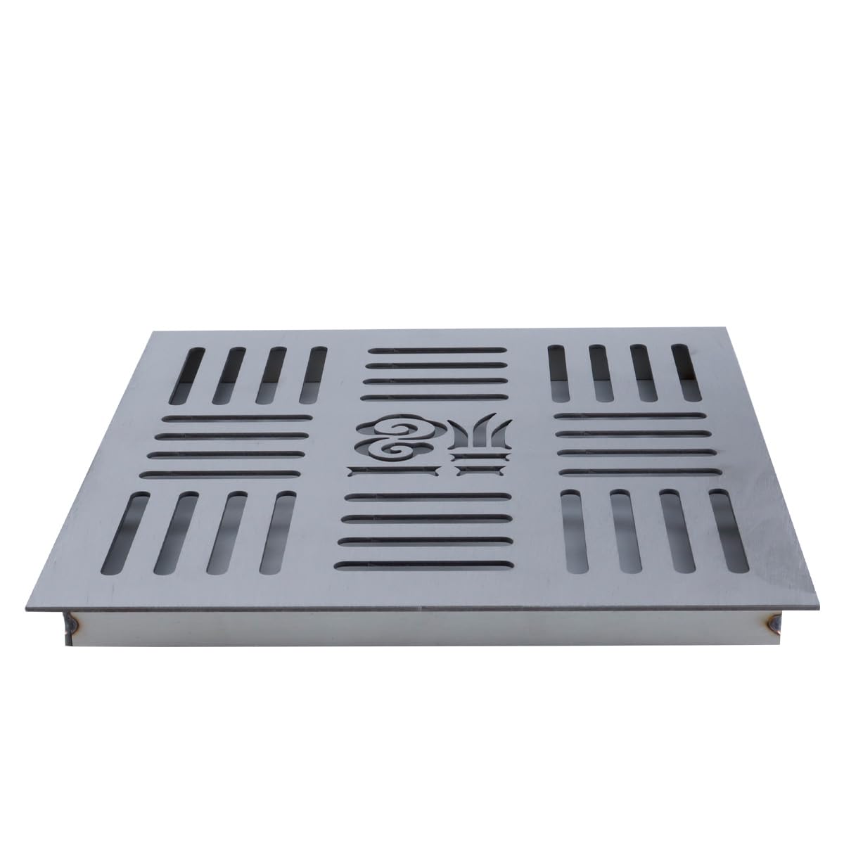 Grille de drainage en acier inoxydable, couvercle de caniveau de drainage extérieur, siphon de carré 200 x 200 x 20 x 2 mm avec cadre pour trottoir, cour, patio, commerce