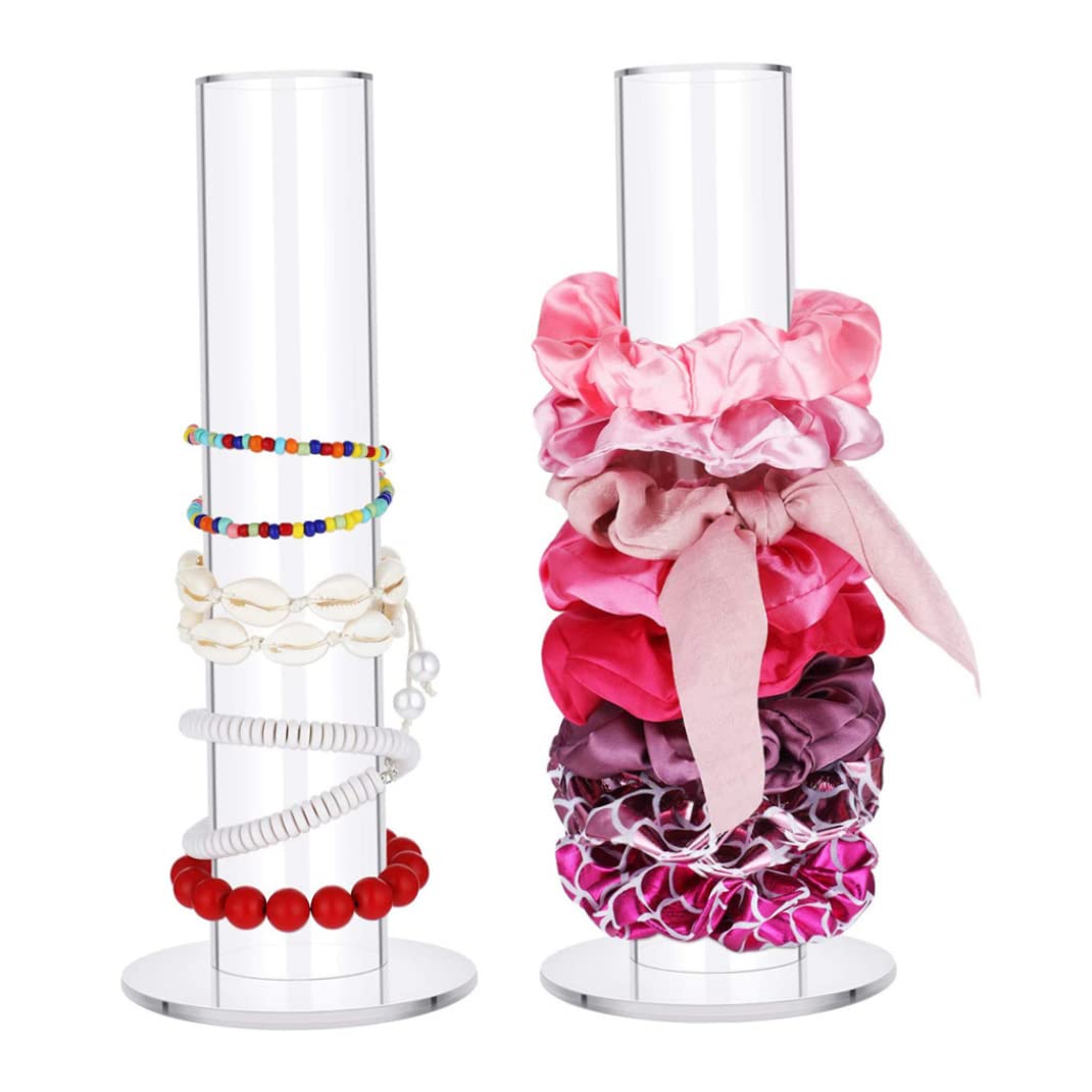 Vonglyhoo Girls Scrunchie Holder Stand Bracelet Holder Scrunchy Display Organizer Acrylic Hair Ties Stand For