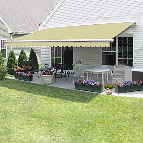 Storeinuk New Retractable Manual Awning Canopy Outdoor Patio Garden Sun Shade Shelter,(Beige,3.5x2.5m)