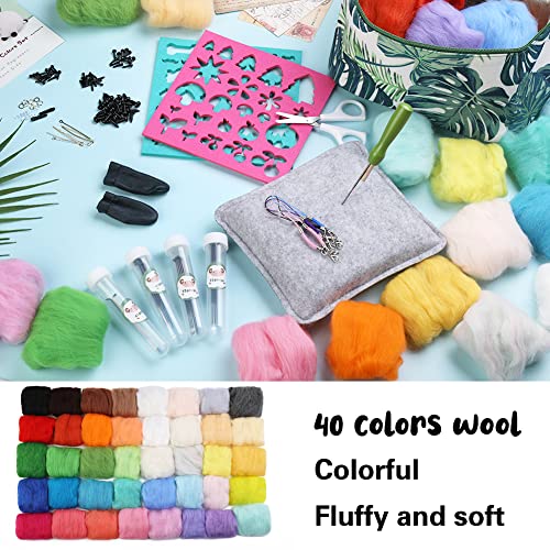 Imzay IMZAY04 Needle Wool Felting Starter Kit With Exquisite Green Storage Bag, Wool Roving 40 Colors Set, Tools For Felted Animal Needle Felting Supplies thumb #5