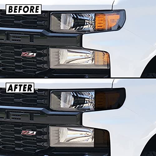 SlickMod PreCut Vinyl Smoke Tint for 2019-2021 Chevy Silverado Custom Model Headlight (2. Headlight Sidemarkers, 20% Dark Smoke)