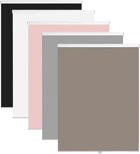 Joydeco Persianas pequeñas de tela café de 30 pulgadas de ancho, sin cordones, opacas, para puertas corredizas de vidrio, dormitorio, oscurecimiento