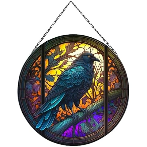 Payutou Crow Pattern Stained Glass Suncatcher Cover