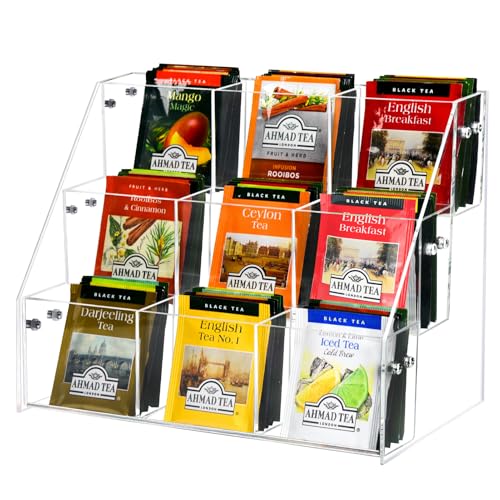 Wuudy Tea Bag Organizer Acrylic Tea Holder Storage Rack Assembly Required