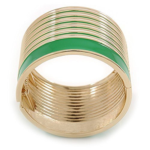 Brazalete ancho con bisagras esmaltado a mano con acabado chapado en oro 7