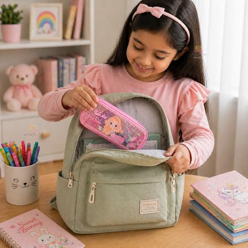 Image of WISHKEY Cartoon Theme Pencil Case Stationery Pouch, Large Capacity Mesh Pencil Pouch, Stylish Zipper Pencil Box with Pen Holder, School Supply Organizer for Students (Pack of 1, Assorted)