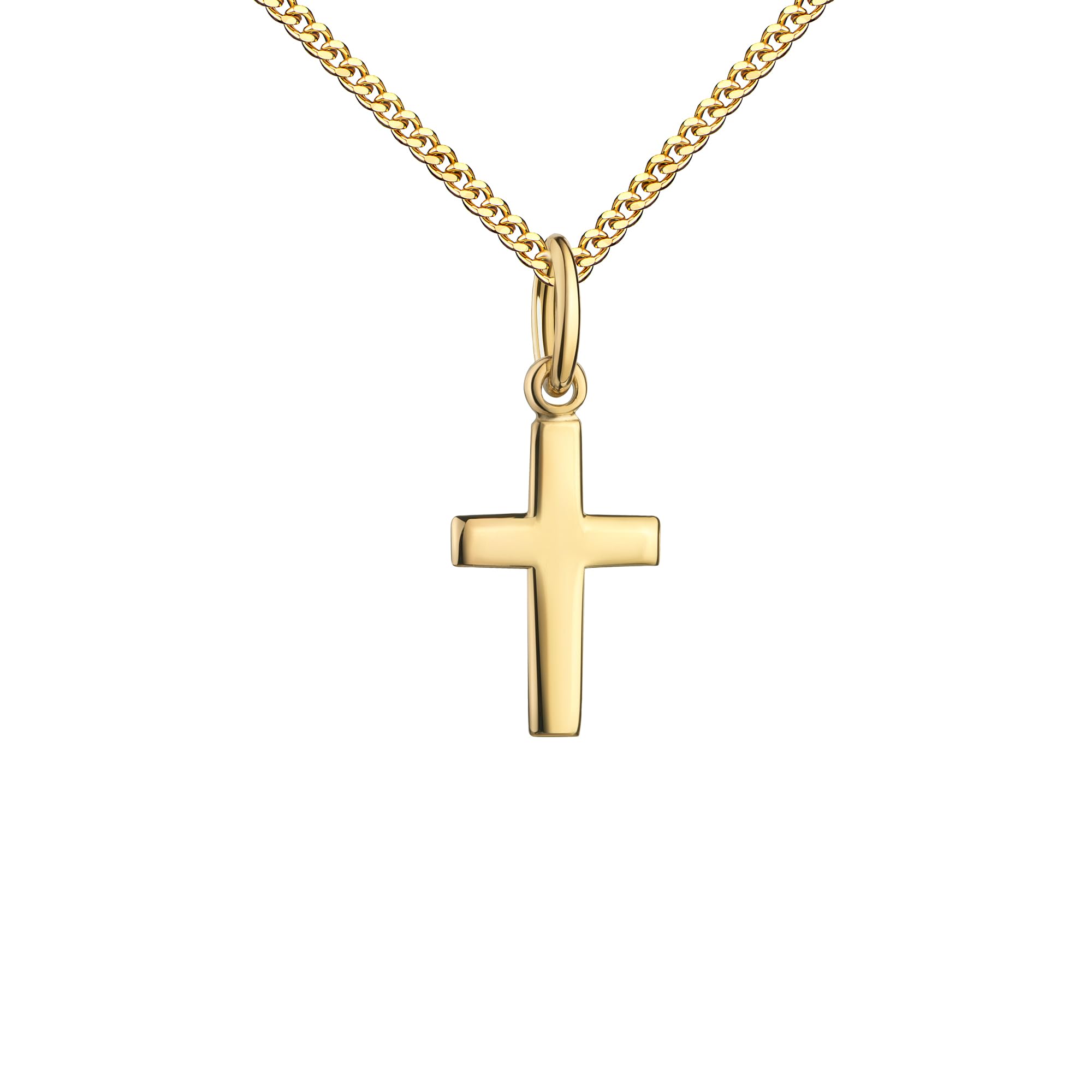Kleiner 750 Gold Kreuzanhänger Goldkreuz für Damen und Kinder Kettenanhänger 18 Karat Gelbgold mit Kette oder ohne Kette wählbar