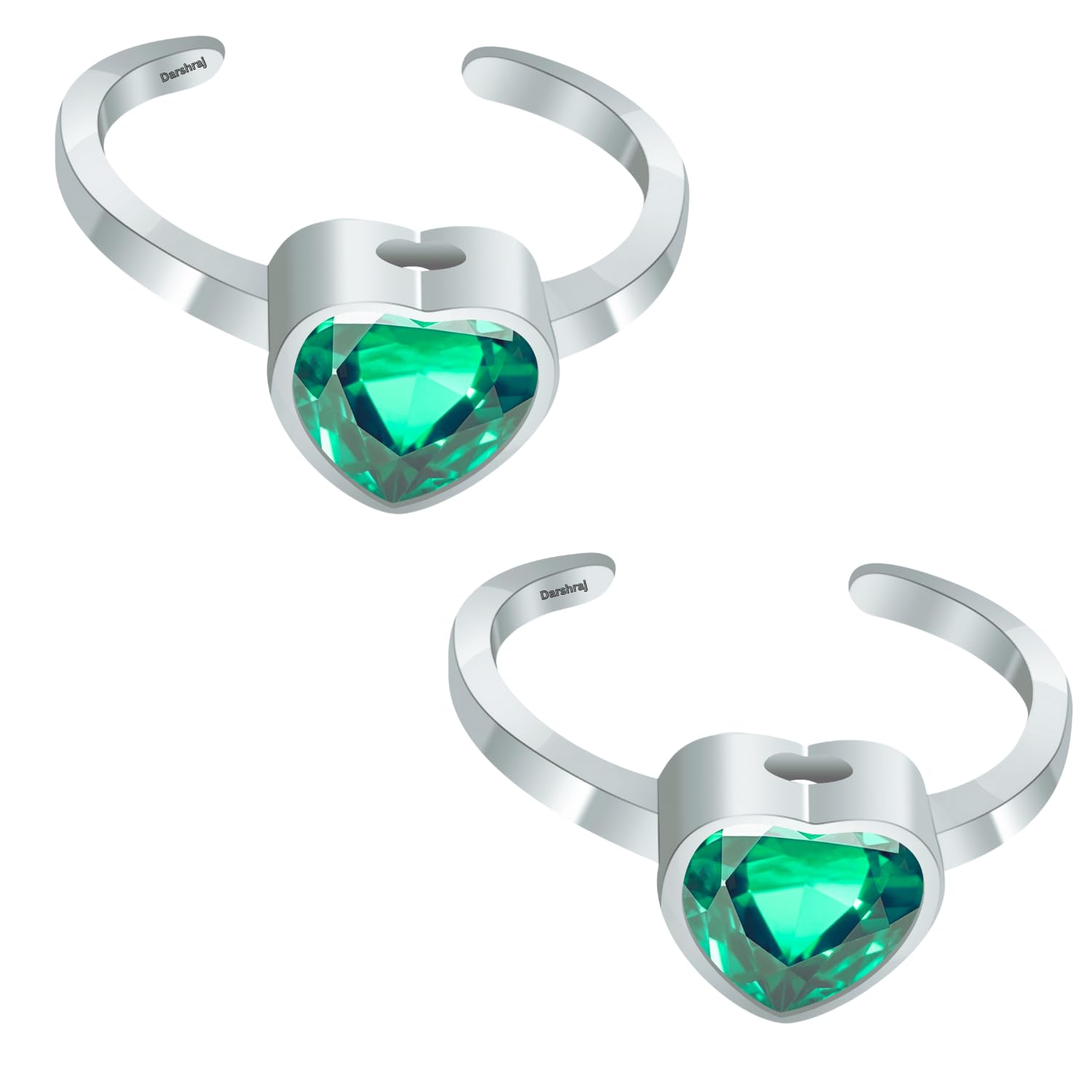 DARSHRAJ Sterling Silver Toe Ring | Toe Ring for Women | Heart Shape Toe Ring | Bichhiya for Women | Green Color Stone Toe Ring | Chandi Ki Bichiya | Silver Bichhiya (B07VKT42H7) Amazon Price History, Amazon Price Tracker