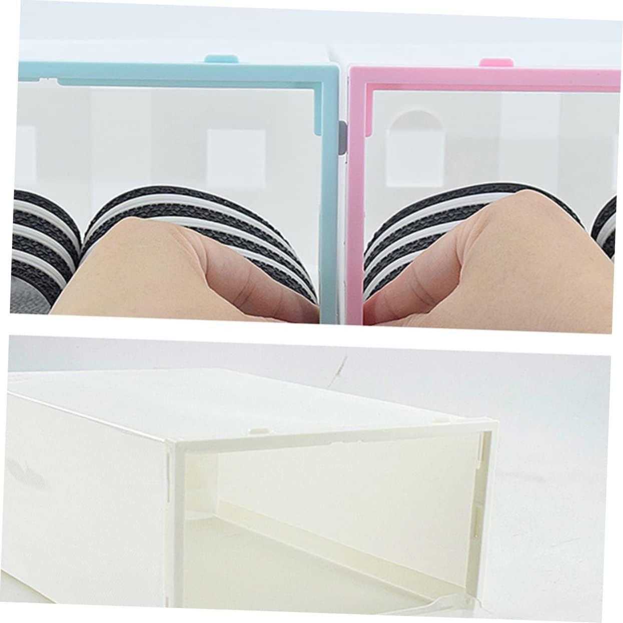 6pcs Stackable Thickened Plastic Shoe Boxes Organizing Storage Case for Shoes Storage Box for Men Women