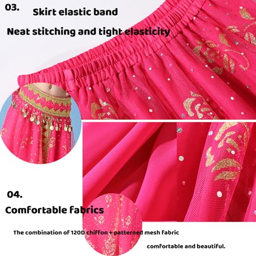 CRETUAO Conjunto de fantasia de dança do ventre para meninas, vestido de festa Bollywood de Hallowee