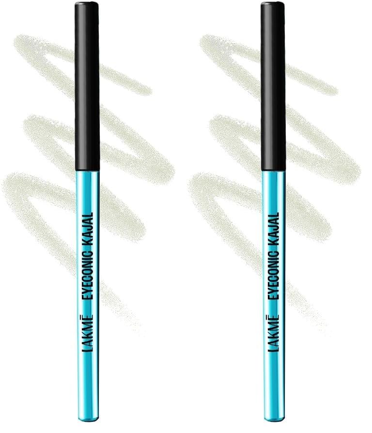 Image of Lakme Eyeconic Kajal, Matte Waterproof Kohl, Smudgeproof Kajal Pencil that lasts 24 Hrs, White, 0.35g (Pack of 2)