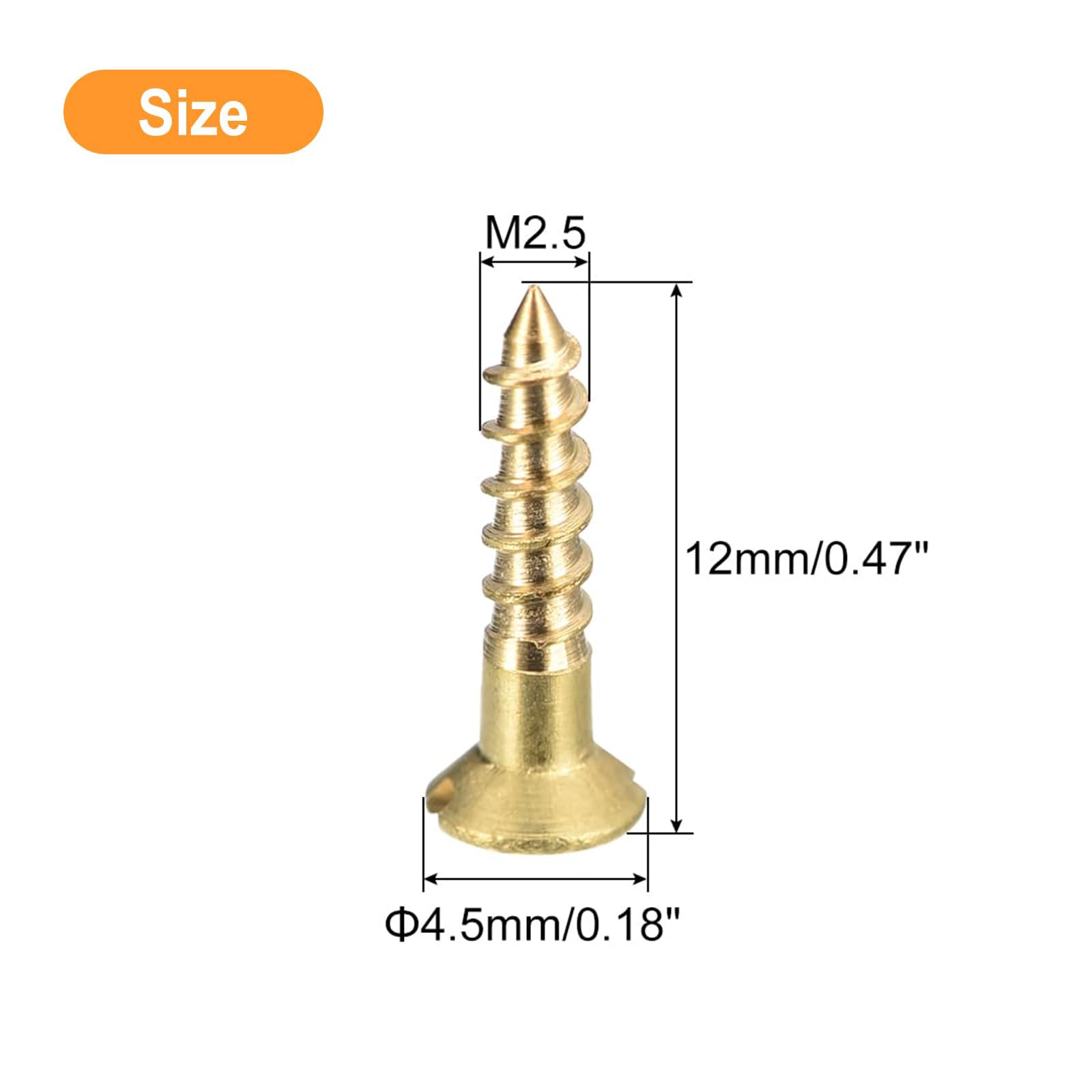 TA-VIGOR 50Pcs Self Tapping Screws, M2.5 Slotted Flat Head Screw, 12mm Round Head Slotted Tapping Screws - Image 2