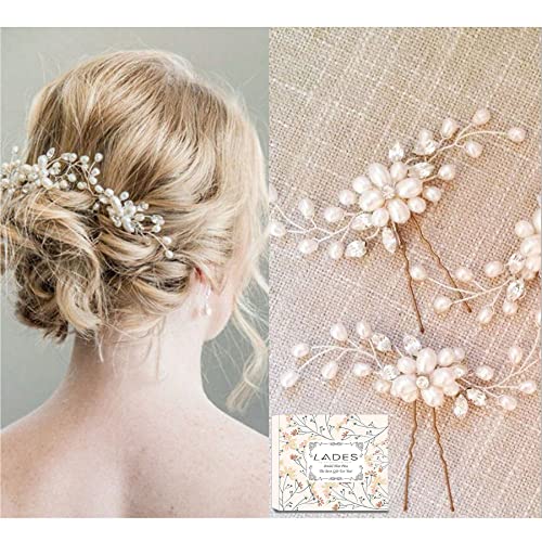 Bridal Hair Pins - 3pcs Fashion Retro Elegant Ladies Pearl Rhinestone Hair Accessories for Wedding Bridal Jewelry Bridal Hair Accessories Headpiece Wedding Accessories (Style1)