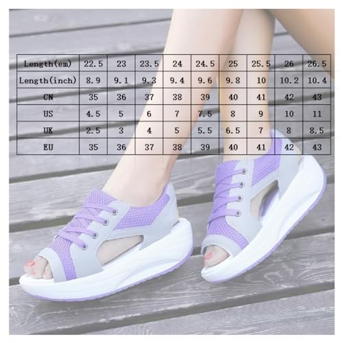 Muffin Sandals for Women,Contrast Paneled Cutout Lace-Up Sandals,Breathable Mesh Open Toe Platform Wedge Sneakers2