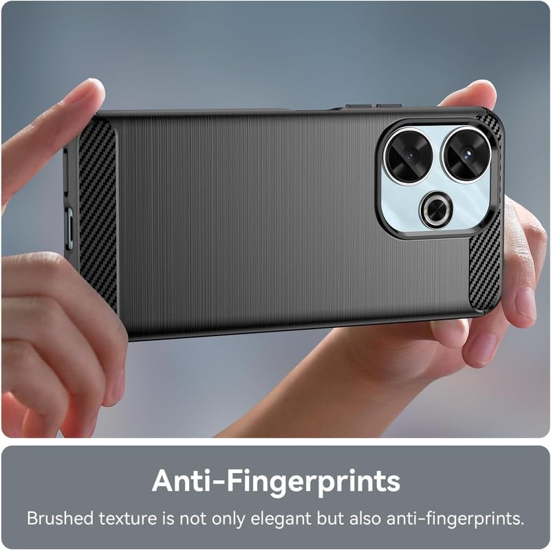 Image of NPRC Hybrid Ultra Slim Protective Case TPU Non-Slip Carbon Fiber Texture Shockproof Case Cover for Poco M6 Plus - Black