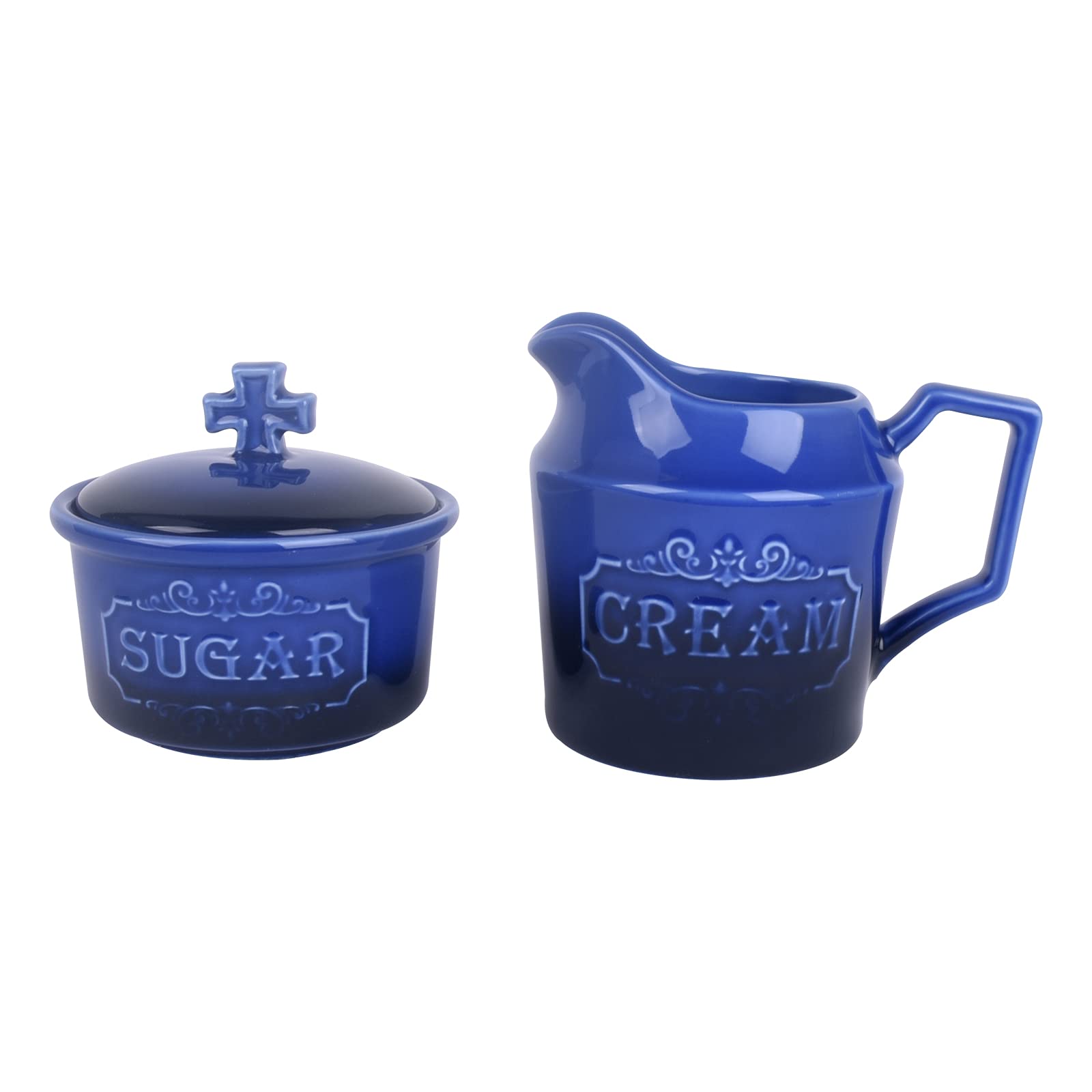Vencer Creamer and Sugar Set Sugar Bowl,Coffee Serving Set(15 OZ),2-Piece Set, Dark Blue,VCM-27D