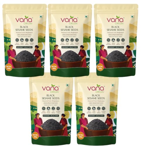 Image of Vana Origin Black Sesame Seeds from Meghalaya 1kg | Raw Sesame Seeds |Pure & Natural | Black Til Seeds for Eating | Cold-Pressed Grade | Kaale Til | Whole Fresh and Natural Unhulled Kale /Black Til Seed