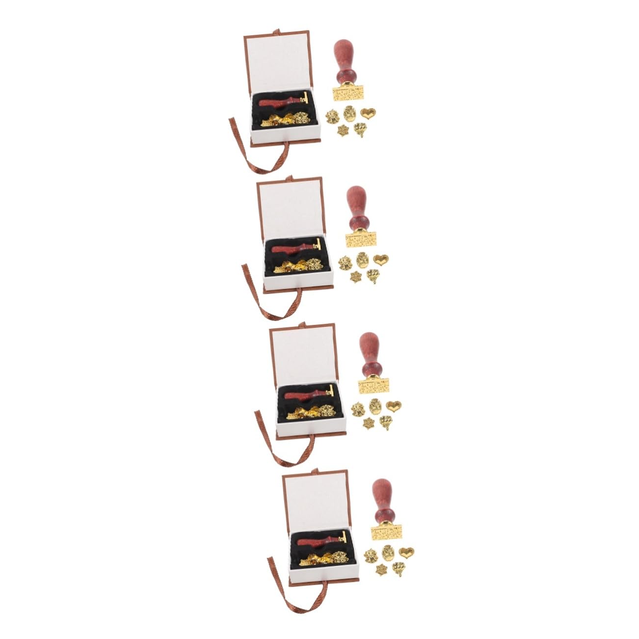 DOITOOL 4 Sätze Feuerfarbe Seet Set Box Brief Benutzerdefinierter Wachssiegelstempel Lacksiegel Stempel Wachssiegel-stempelset Wachsstempel Hochzeitsdekoration Kit Für Wachssiegel Metall