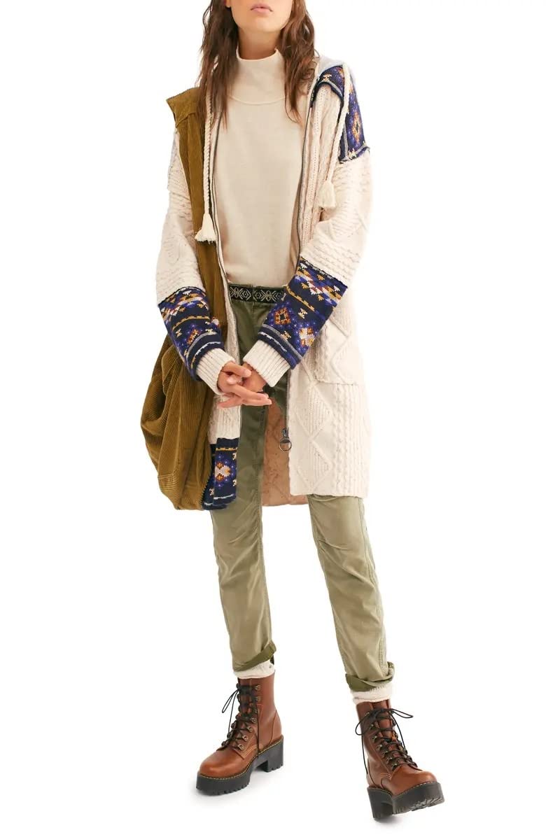 Free People Capture The Moment Sweater with Hood Zipper XS Ivory