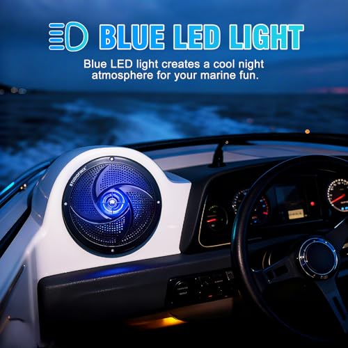 Enceintes marines étanches 10,16 cm de style fin et discret avec lumières LED intégrées noires - 2