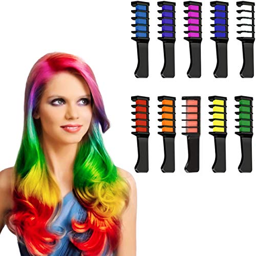 10PCS Hair Chalk Comb For Girls Gifts Halloween Gifts for women Washable Hair Dye Temporary Hair Color Chalk