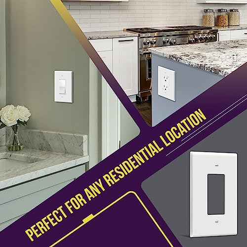 Image of ENERLITES Decorator Light Switch or Receptacle Outlet Wall Plate, Over-Size 1-Gang 5.5 inch x 3.5 inch, Polycarbonate Thermoplastic, 8831O-W, White (Pack of 2)